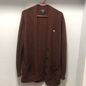 abercrombie and fitch brown cardigan